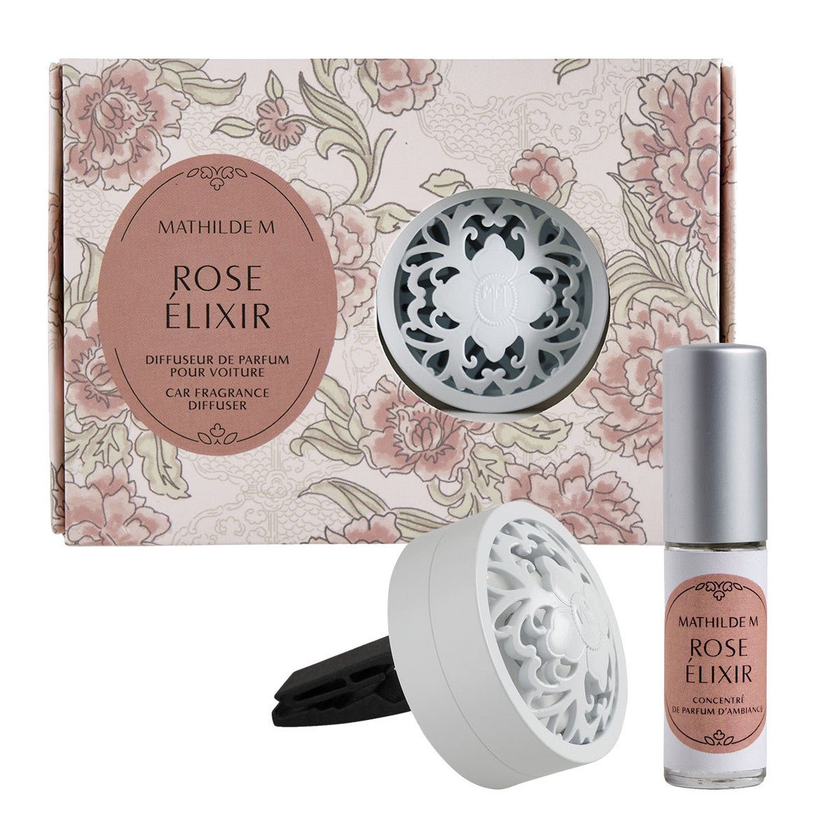 Diffuseur de parfum pour voiture Escapades parfumées - Rose elixir